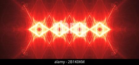 Rotes kreisförmiges Wellenlicht. Kaleidoskop-Lichteffekt. Abstrakter Hintergrund für Ihr Unternehmen. Breitbild. Stockfoto