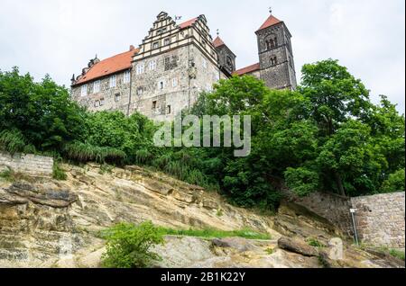 Quedlinburg, Deutschland - 19. Juni 2016. Schloss und Stift von Quedlinburg. Stockfoto