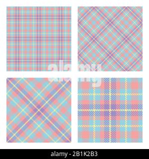 Schottischer Schottenkaro. Satz von 2 nahtlosen Mustern. Pastellfederfarben. Vektor-enthaltene Musterfelder. Gut geeignet für Hausdekor, Textil, Umhüllung. Stock Vektor