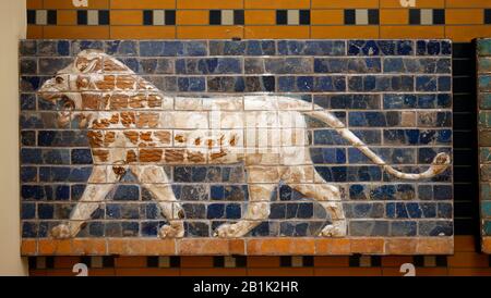 Löwenhilfe. Prozession Street. Babylon. Neo-Babylon. Nebukadnezar II. Ära. 604-562 V. CHR. Glasierter Brick. Istanbul Archaeoligical Museum. Türkei. Stockfoto