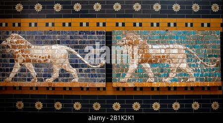 Löwenhilfe. Prozession Street. Babylon. Neo-Babylon. Nebukadnezar II. Ära. 604-562 V. CHR. Glasierter Brick. Istanbul Archaeoligical Museum. Türkei. Stockfoto