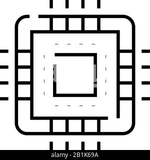 GPU-Liniensymbol, Konzeptzeichen, Konturvektorabbildung, lineares Symbol. Stock Vektor