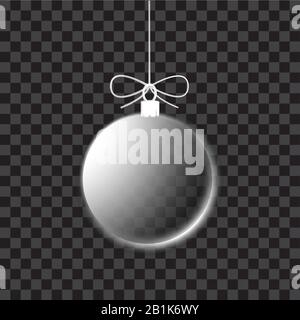 Vorlage für Neujahr- oder Weihnachtsprojekt. Weihnachtsball. Schwarz-Weiß-Vektorbild mit Transparenz. Stock Vektor