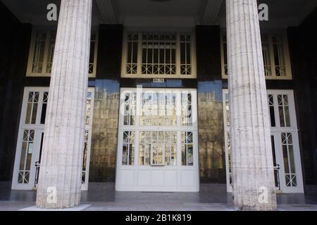 Sozialistische Monumentalbauten in der Karl-Marx-Allee, Berlin, Deutschland Stockfoto