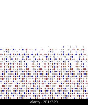 Linien und Punkte Motiv Matrix gemustertes Design in gemischten Farben über weißem Hintergrund Stockfoto