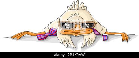 Vector Illustration. lustige niedlichen vogel gans ruht mit Brille Stock Vektor
