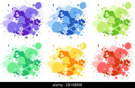 Satz von Farbspritzern in sechs Farben Stock Vektor