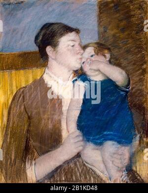 Mary Cassatt, Mother's Goodnight Kiss, Pastellzeichnung, 1888 Stockfoto