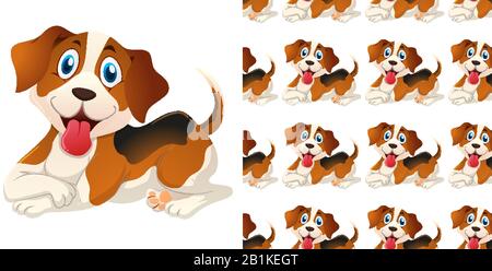 Nahtloses Hintergrunddesign mit niedlicher Hundenillustration Stock Vektor
