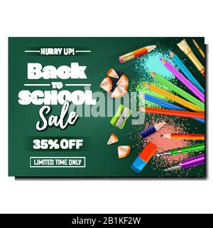 "Back To School" Wirbt Für "Bright Banner Vector" Stock Vektor