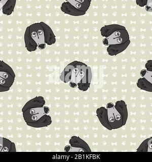 Mit der Hand gezeichneter, niedlicher saluki Breed Hund steht einem nahtlosen Vektormuster gegenüber. Reinrassige Haushunde auf Pfote im Hintergrund. Hund Liebhaber Haustier im Überdruck. Zwinger Stock Vektor