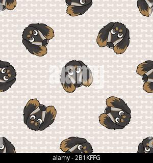 Hand gezogen süßer Welpe saluki Rassehund Gesicht nahtloses Vektormuster. Reinrassige Haushunde auf Pfote im Hintergrund. Hund Liebhaber Haustier im Überdruck Stock Vektor