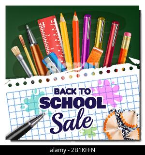 "Back To School" Wirbt Für "Bright Poster Vector" Stock Vektor