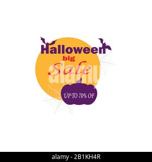 Happy Halloween Day - Banner mit Rabattlogo. Verkauf bis zu 70 % Stock Vektor