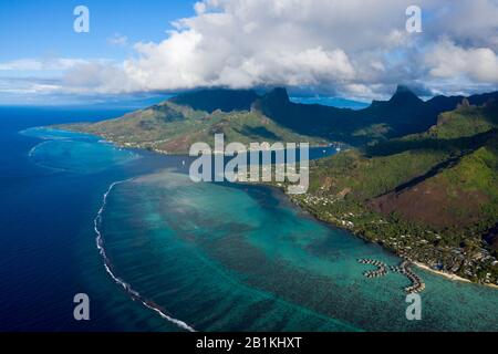 Luftansicht der Cook's Bay, Moorea, Französisch-Polynesien Stockfoto