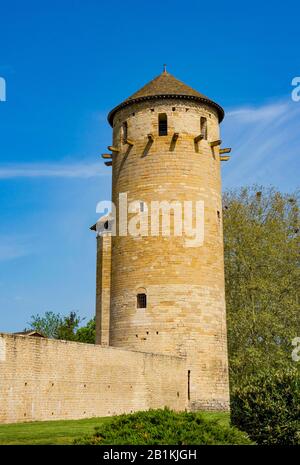 Stadtmauer mit Wachturm, Kloster der Benediktion, Stift Cluny, Cluny, Departement Saone et Loire, Burgstall, Frankreich Stockfoto