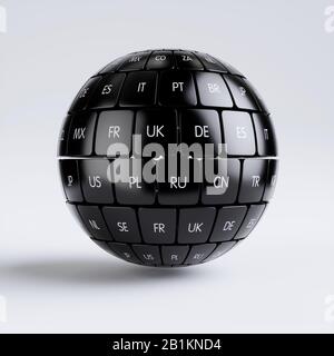 3D Rendern des globalen Internets Übersetzen Sie verschiedene Sprachen und Kommunikation kreative Internet-PC-Technologie und Web-Telekommunikation Unternehmen comput Stockfoto