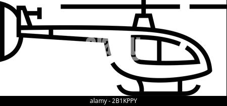 Symbol für Hubschrauberlinie, Konzeptschild, Konturvektorabbildung, lineares Symbol. Stock Vektor