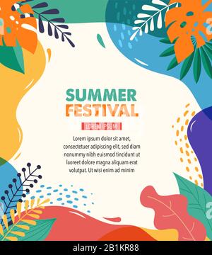 Hallo Sommer, Festival und Fair-Banner-Design mit Vintage-Farben Stock Vektor