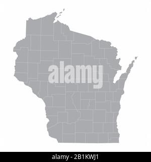 Karte mit den Grafschaften von Wisconsin Stock Vektor