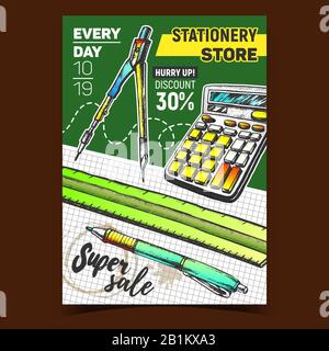 Briefpapier Shop Verkauf Werbung Poster Vector Stock Vektor
