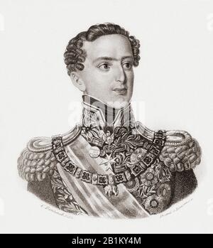 König Miguel I. von Portugal, 1802 - 66. Bekannt als Absolutist, Traditionalist oder Usurper. Nach einem zeitgenössischen Porträt eines anonymen Künstlers. Stockfoto