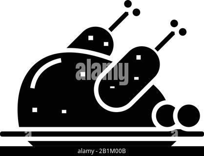 Christmas Chicken Black Icon, Concept Illustration, Vector Flat Symbol, Glyph Zeichen. Stock Vektor