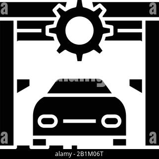 Auto Service Black Icon, Konzeptabbildung, Vektor-Flat-Symbol, Glyph-Zeichen. Stock Vektor