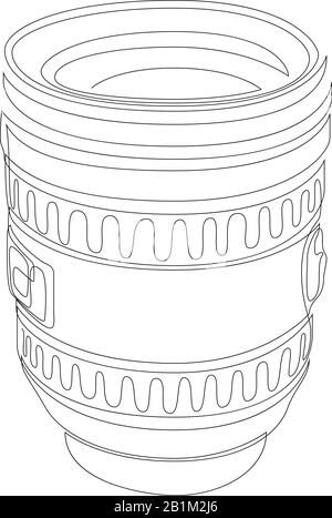 Eine einzeilige Zeichnung von slr- oder dslr-Objektiven. Fotografie Equipment Konzept Continuous Line Draw Design Illustration. Vektor Stock Vektor