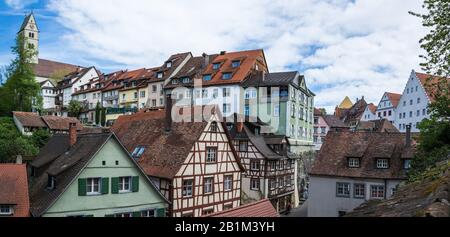 Meersburg ist eine Stadt im südwestdeutschen Bundesland Baden-Württemberg. Sie liegt am Ufer des Bodenseers, umgibt von Weinbergen. Stockfoto