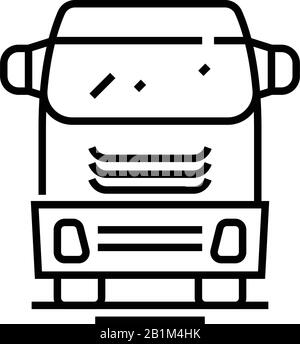 Riesiges Fahrzeugsymbol, Konzeptschild, Konturvektorabbildung, lineares Symbol. Stock Vektor