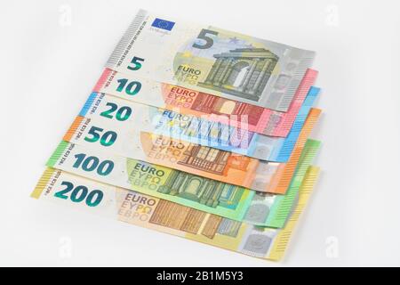 Euroschein, Banknoten, Stapel, Studioaufnahme Stockfoto