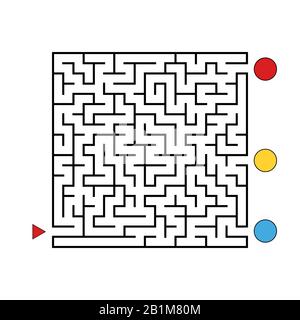 Abstraktes quadratisches Labyrinth. Spiel für Kinder. Puzzle für Kinder. Finden Sie den richtigen Pfad. Labyrinth-Rätsel. Flache Vektorgrafiken isoliert auf weißem Hintergrund Stock Vektor