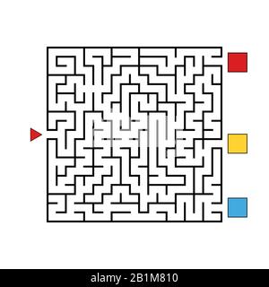 Abstraktes quadratisches Labyrinth. Spiel für Kinder. Puzzle für Kinder. Finden Sie den richtigen Pfad. Labyrinth-Rätsel. Flache Vektorgrafiken isoliert auf weißem Hintergrund Stock Vektor