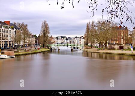 Der Erdre Fluss, in Nantes Frankreich. Stockfoto