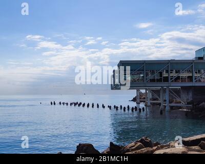 Alter Hafen und wunderschöner Seefroy im Mittelmeer in der Ferienstadt Limassol (Lemesos) auf der Insel Zypern Stockfoto