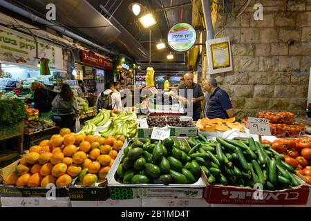 Obst und Gemüse, Mahane Yehuda Markt, Jerusalem, Israel Stockfoto