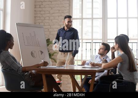 Business Coach für den mittleren Osten vermittelt Wissen an verschiedene Mitarbeiter Stockfoto