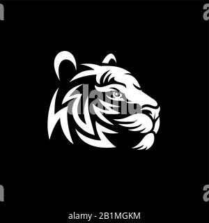 Vektorgrafiken ein Kopf des Tigers. Tigerkopf im Stammesstil Stock Vektor