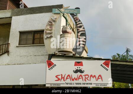 Shawarma Imbiss, Drusendorf Daliyat al-Karmel, Karmelgebierge, Israel Stockfoto