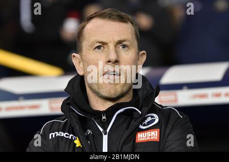 London, ENGLAND - 26. FEBRUAR Gary Rowett, Manager von Millwall, während des Sky Bet Championship Matches zwischen Millwall und Birmingham City in Den, London am Mittwoch, 26. Februar 2020. (Kredit: Ivan Yordanov/MI News)Foto darf nur für redaktionelle Zwecke in Zeitungen und/oder Zeitschriften verwendet werden, Lizenz für kommerzielle Nutzung erforderlich Kredit: MI News & Sport /Alamy Live News Stockfoto