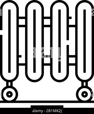 Heizung system Abbildung, dünne Linie Symbole, lineare Flachbild Zeichen, Symbole, Piktogramme ...