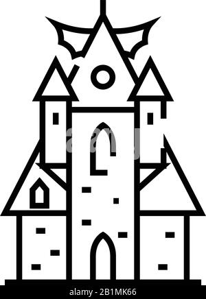 Horror Castle Line Icon, Concept Sign, Outline Vector Illustration, Linear Symbol. Stock Vektor