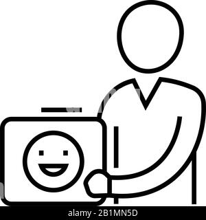 Symbol für gute Laune, Konzeptzeichen, Konturvektorabbildung, lineares Symbol. Stock Vektor