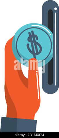 Hand Druck Münzgeld Geschäft Finanzvektor Illustration Farbton und Füllung Stock Vektor