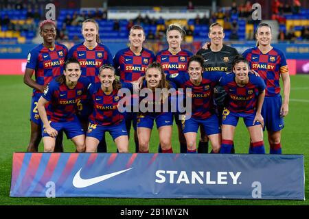 Barcelona, Spanien. Februar 2020. Barcelona, SPANIEN - 26. FEBRUAR: Die Spieler des FC Barcelona posieren vor dem Viertelfinalspiel der spanischen Copa de la Reina zwischen den Damen des FC Barcelona und den Deportivo Ladies im Johan Cruyff Stadium am 26. Februar 2020 in Barcelona, Spanien. Kredit: Dax Images / Alamy Live News Stockfoto