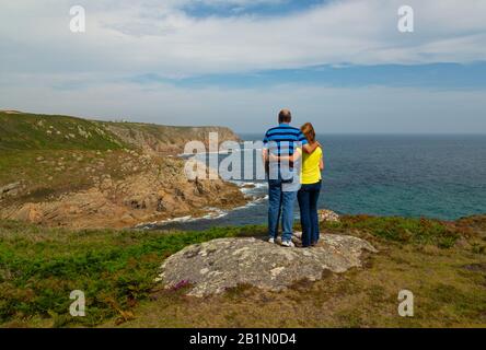 Poldark-Fans im Gwennap Head Cornwall im Blick Stockfoto