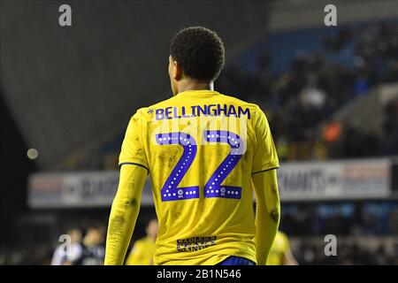 London, ENGLAND - 26. FEBRUAR Jude Bellingham von Birmingham während des Sky Bet Championship Matches zwischen Millwall und Birmingham City in Den, London am Mittwoch, 26. Februar 2020. (Kredit: Ivan Yordanov/MI News)Foto darf nur für redaktionelle Zwecke in Zeitungen und/oder Zeitschriften verwendet werden, Lizenz für kommerzielle Nutzung erforderlich Kredit: MI News & Sport /Alamy Live News Stockfoto