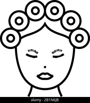 Symbol für die Linie der Haarkräuseln, Konzeptschild, Vektorgrafiken der Umrisse, lineares Symbol. Stock Vektor