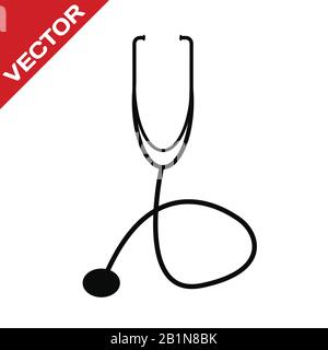 Stethoskopsymbol auf weißem Hintergrund, Vektorgrafiken Stock Vektor